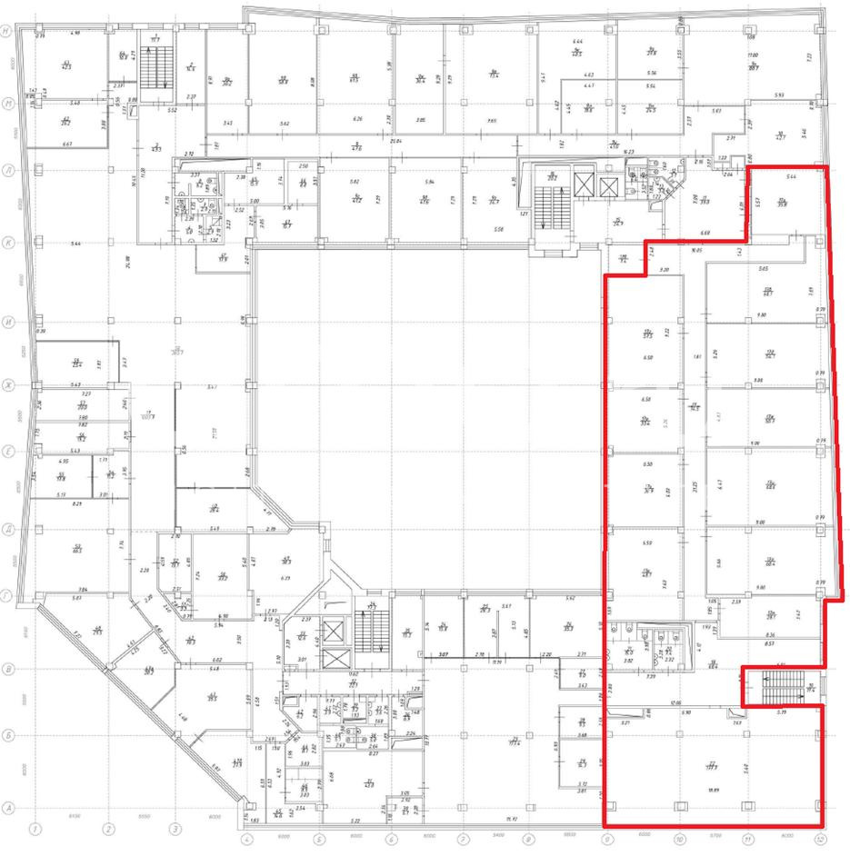 Планировка офиса 925 м², 4 этаж, Бизнес-центр «Solutions», строение 1